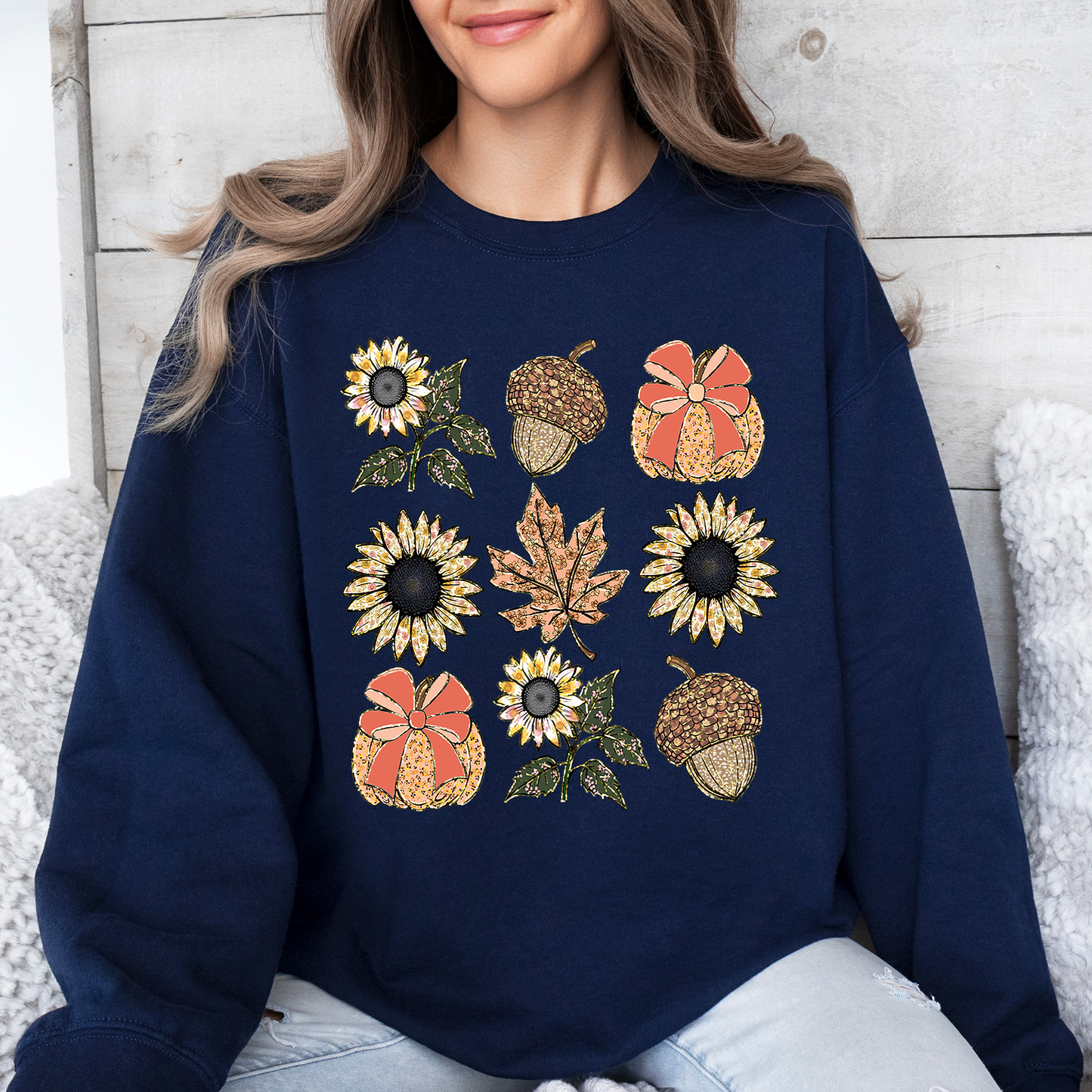 Autumn Floral, Sunflowers, Pumpkin, Fall Sweatshirt