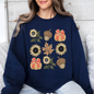 Autumn Floral, Sunflowers, Pumpkin, Fall Sweatshirt