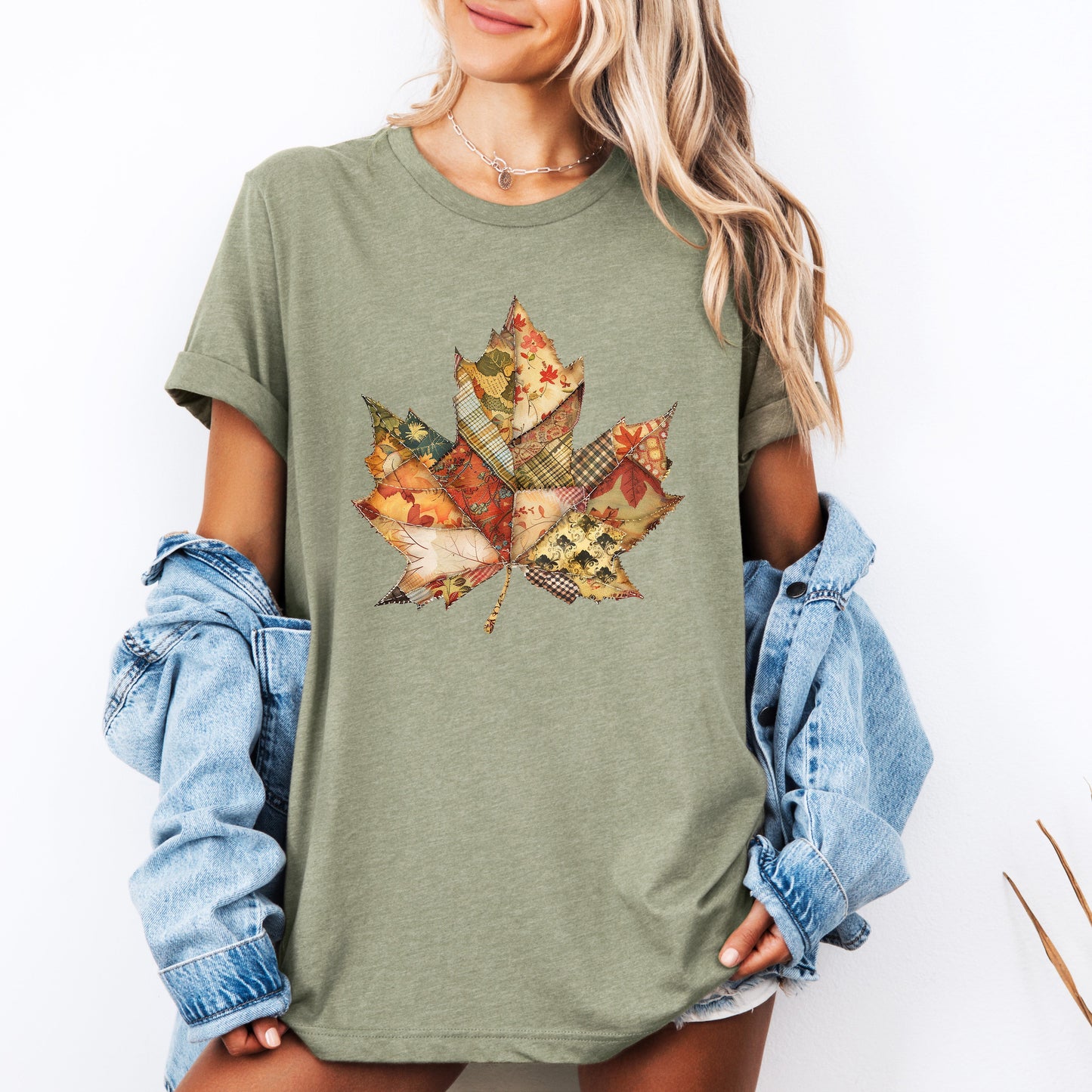 Autumn Leaf, Faux Quilt Leaves, Fall, Thanksgiving, Tshirt