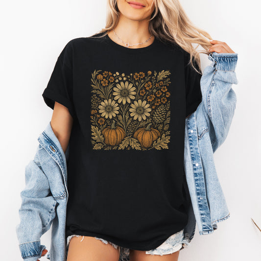 Autumn Wildflowers, Minimalist, Gorgeous, Fall, Pumpkin, Tshirt