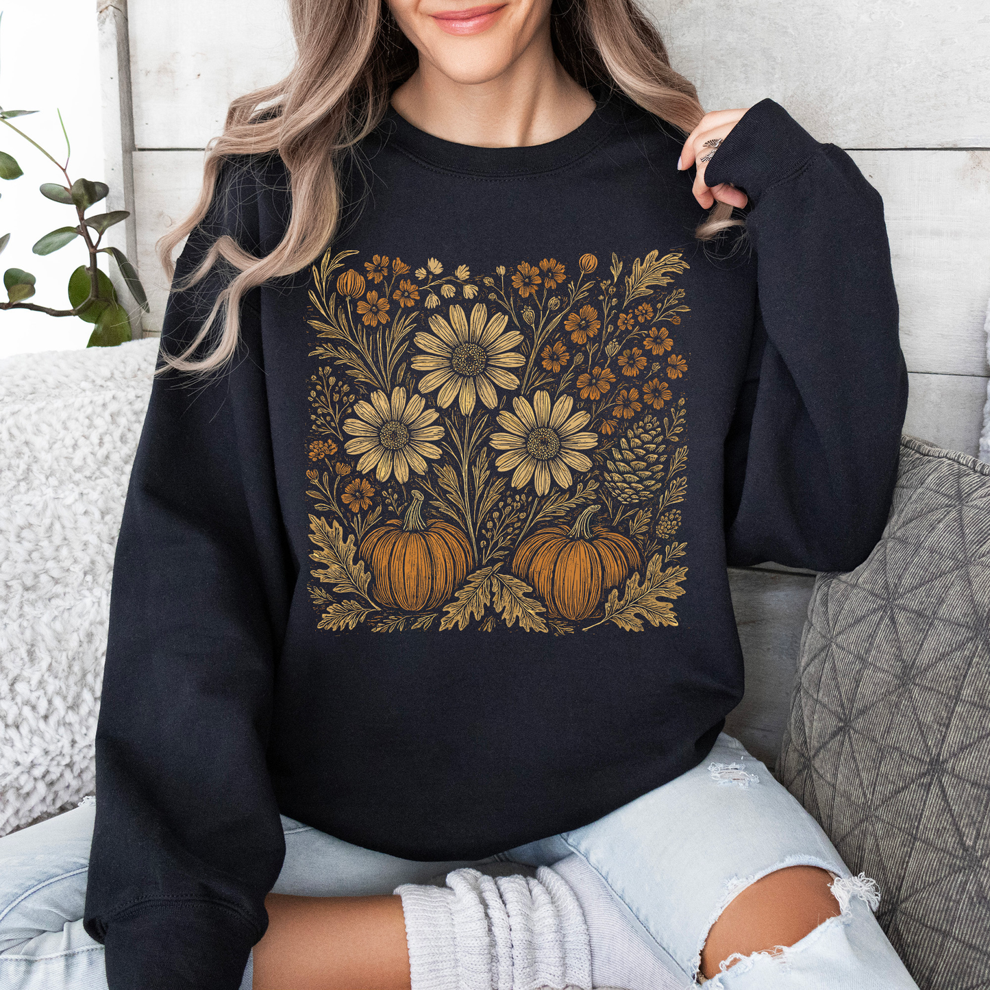 Autumn Wildflowers, Minimalist, Gorgeous, Fall, Pumpkin Sweatshirt