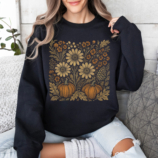 Autumn Wildflowers, Minimalist, Gorgeous, Fall, Pumpkin Sweatshirt