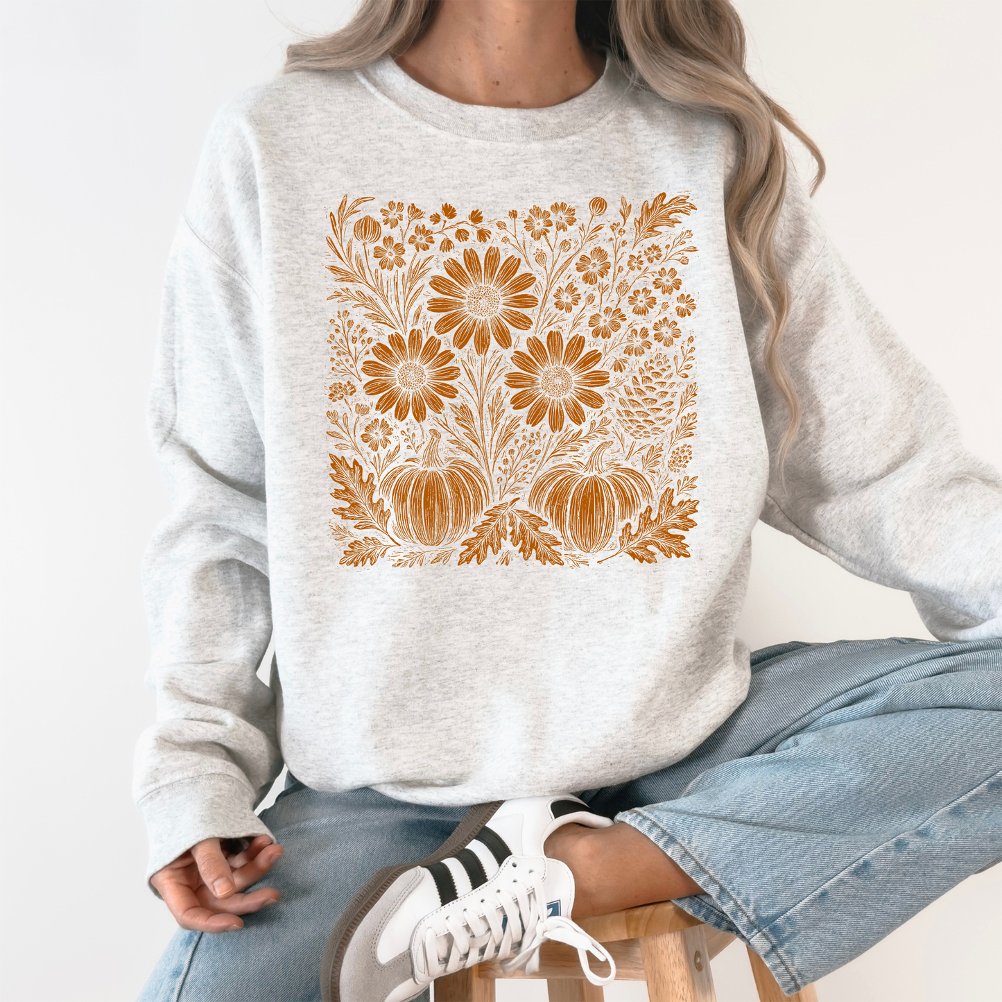 Autumn Wildflowers, Minimalist, Gorgeous, Fall, Pumpkin Sweatshirt