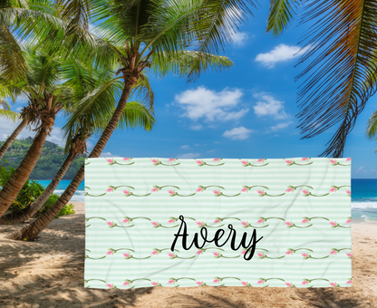 Customizable: Floral Beach Towel with Vintage Vibe | Perfect for Summer, Poolside, Travel, Beach Days, and Picnics