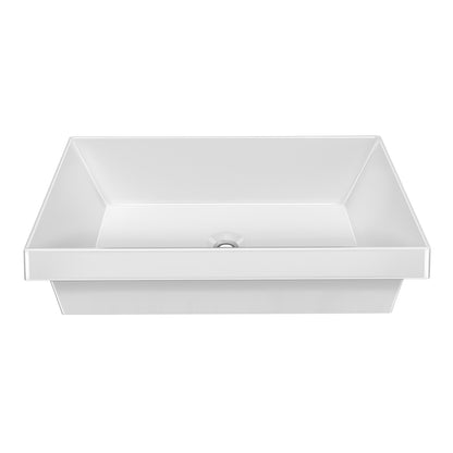 24" Rectangular Semi-Recessed Basin with Center Drain Location