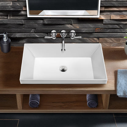 24" Rectangular Semi-Recessed Basin with Center Drain Location
