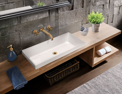 32" Rectangular Semi-Recessed Basin with Center Drain Location