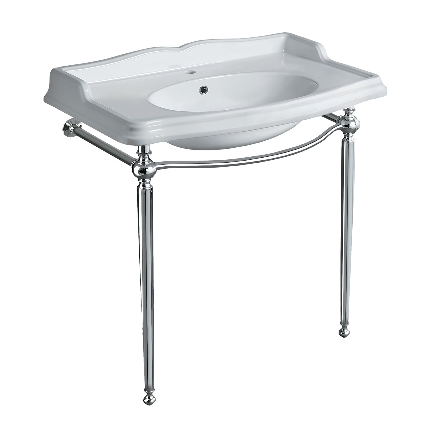 Britannia Large Rectangular Sink Console with Front Towel Bar and Faucet Hole Drill