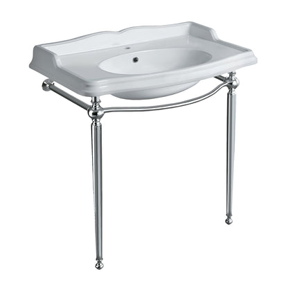 Britannia Large Rectangular Sink Console with Front Towel Bar and Faucet Hole Drill