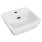 13" Rectangular Wall Mount Basin with Overflow Control Ledge, Single Faucet Drilling and Overflow