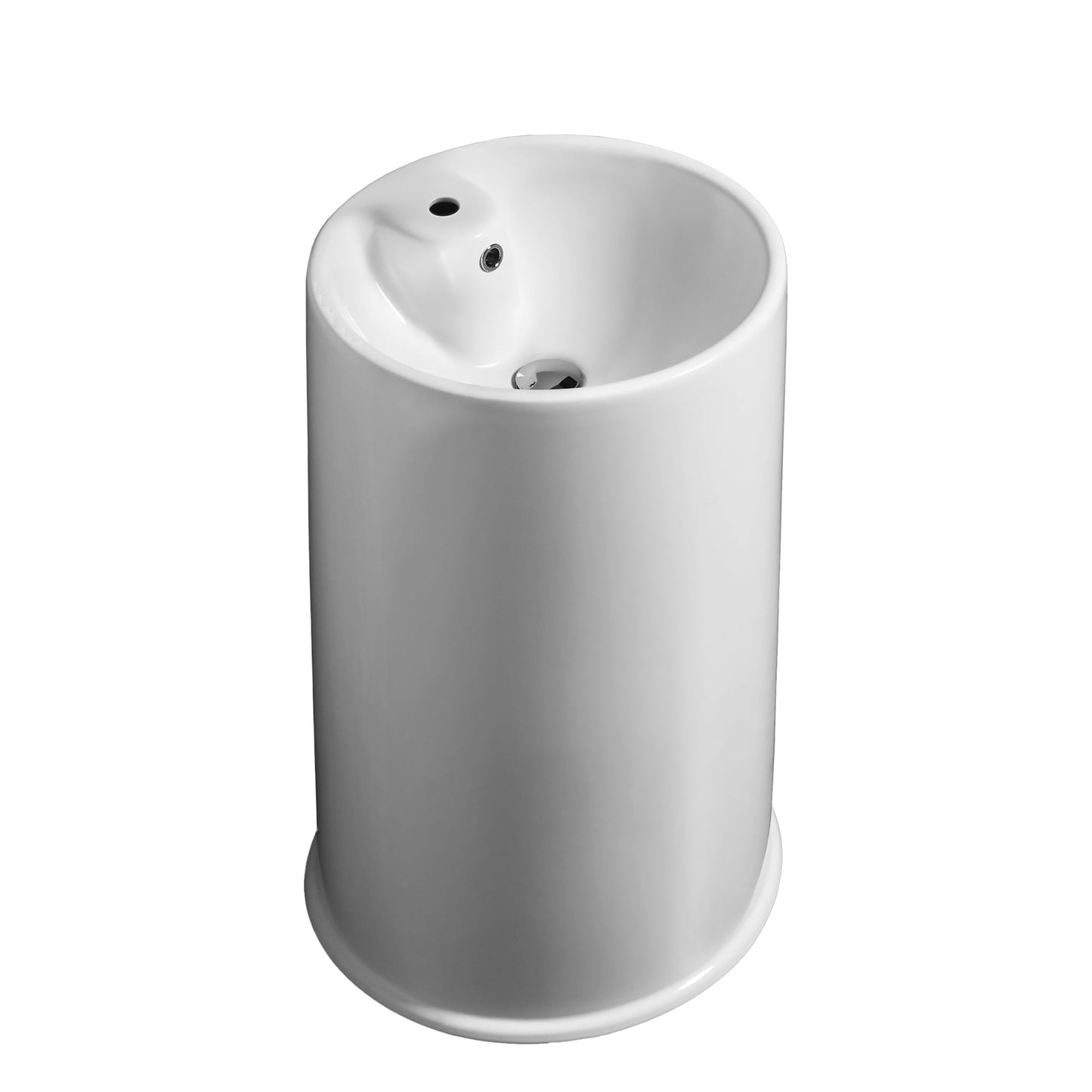 Britannia Freestanding Cylindrical Shaped Bathroom Basin with Single Faucet Hole Drill