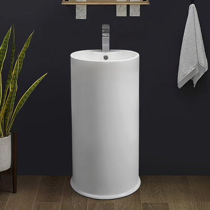 Britannia Freestanding Cylindrical Shaped Bathroom Basin with Single Faucet Hole Drill