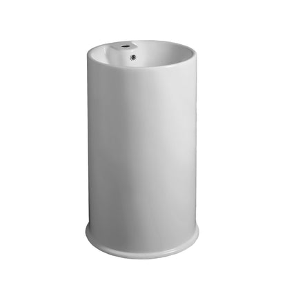Britannia Freestanding Cylindrical Shaped Bathroom Basin with Single Faucet Hole Drill