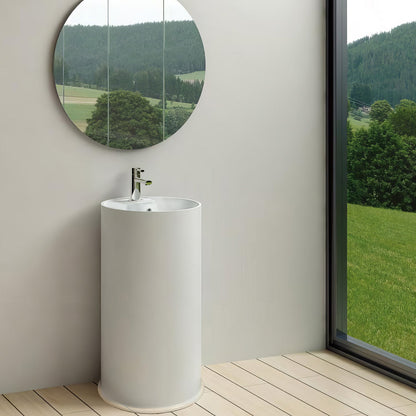 Britannia Freestanding Cylindrical Shaped Bathroom Basin with Single Faucet Hole Drill