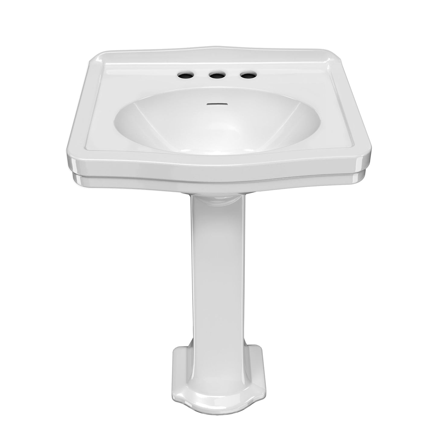 23" Traditional Pedestal Sink with an Integrated Oval Bowl, Faucet Drilling, Low-Rise Backsplash and Overflow