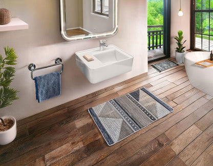 22" Rectangular Wall Mount Basin with Faucet Drilling and Rear Center Drain Location