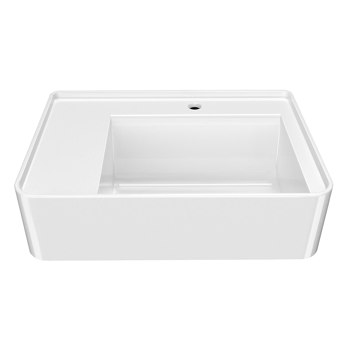 26" Rectangular Wall Mount Basin with Faucet Drilling and Rear Center Drain Location