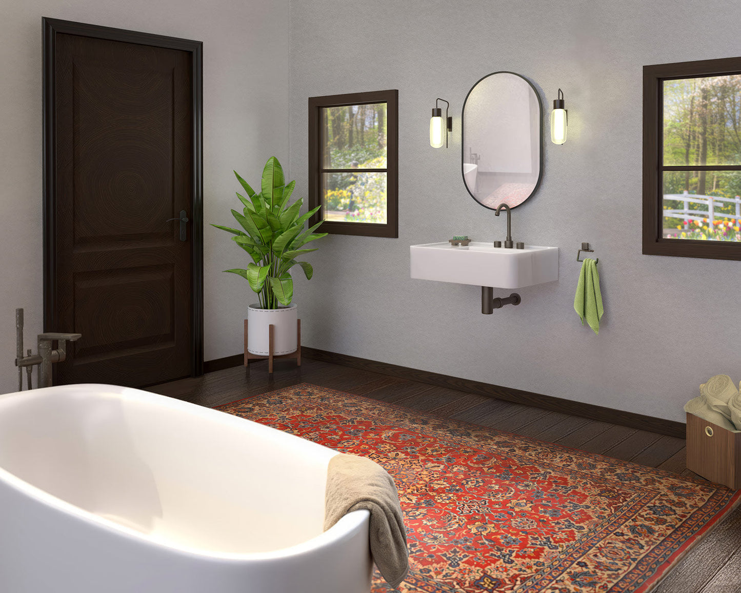 26" Rectangular Wall Mount Basin with Faucet Drilling and Rear Center Drain Location