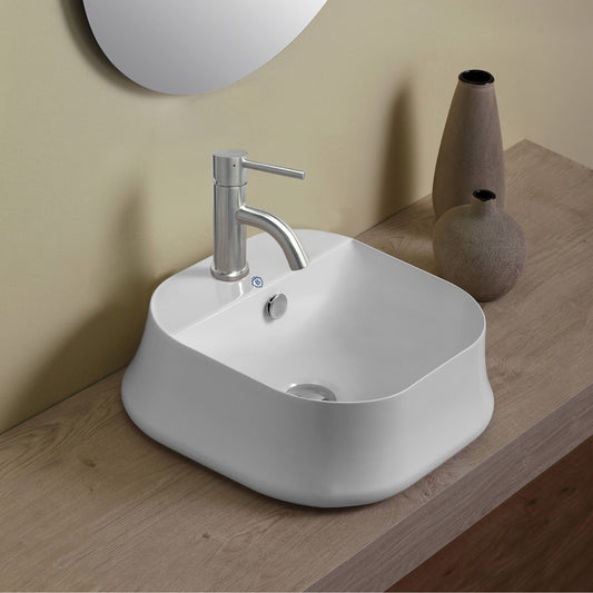 Britannia Square Above Mount Basin with Single Faucet Hole Drill