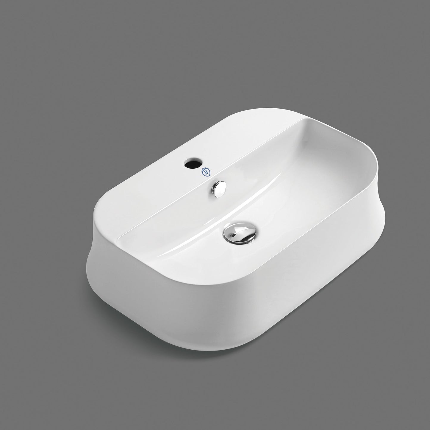 Britannia Rectangular Above Mount Basin with Single Faucet Hole Drill