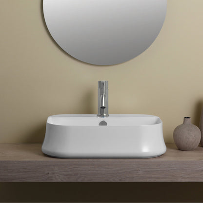 Britannia Rectangular Above Mount Basin with Single Faucet Hole Drill