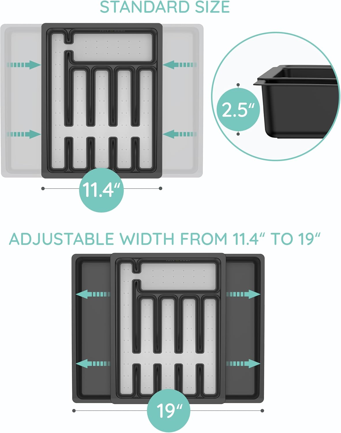 Expandable Drawer Organizer, Gray