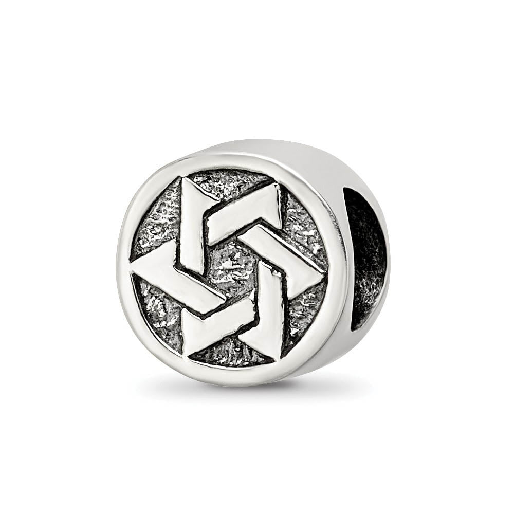 Sterling Silver Star of David Round Bead Charm