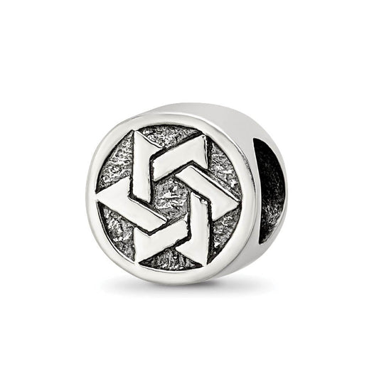 Sterling Silver Star of David Round Bead Charm