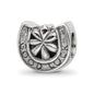 Good Luck Horseshoe Bead Charm in Antiqued Sterling Silver