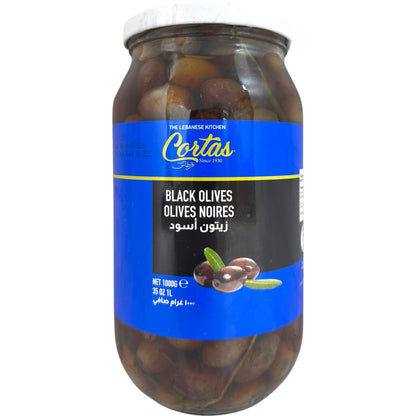 Cortas Whole Black Olives - Premium Quality, Naturally Rich Flavored Olives, 400g Jar