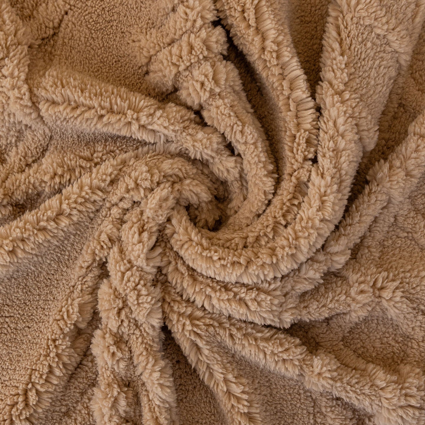 Plush Sherpa Fleece Sofa Cover with 3D Cable Knit Texture, Soft Cozy Throw Blanket