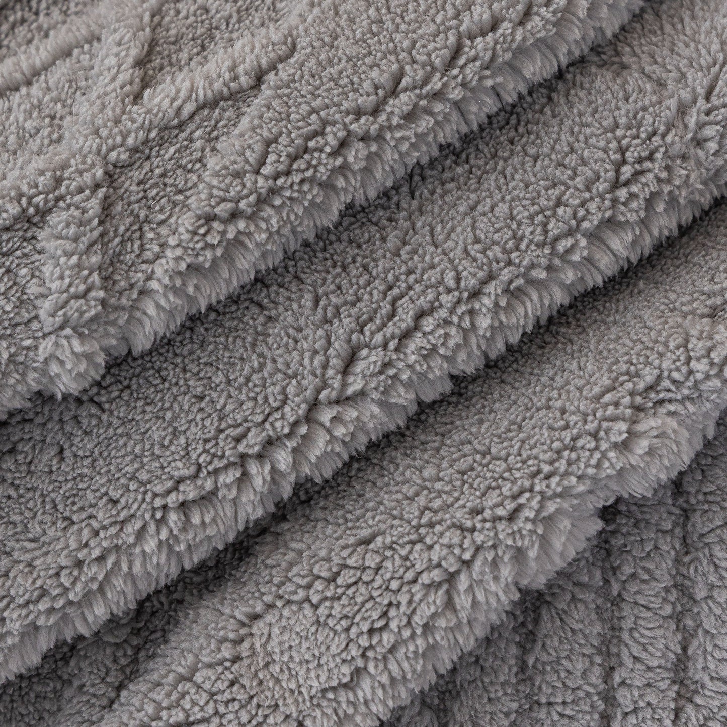 Plush Sherpa Fleece Sofa Cover with 3D Cable Knit Texture, Soft Cozy Throw Blanket