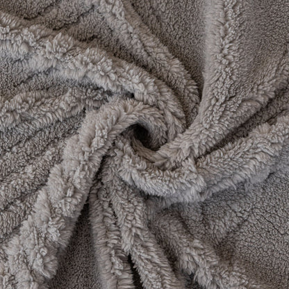 Plush Sherpa Fleece Sofa Cover with 3D Cable Knit Texture, Soft Cozy Throw Blanket