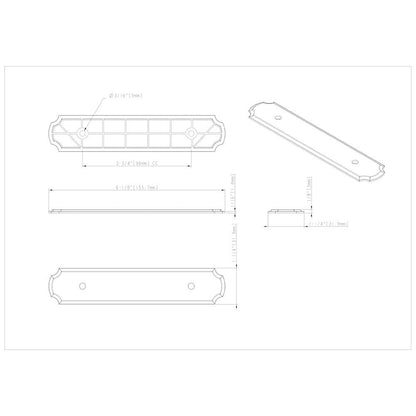 6-1/8" O.L. (96 mm Center-to-Center) Polished Chrome Pull Backplate