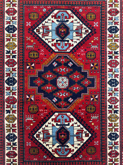 Armenian Yerevan Wool Rug – 4’6” x 6’11” – Hand-Knotted Geometric Design