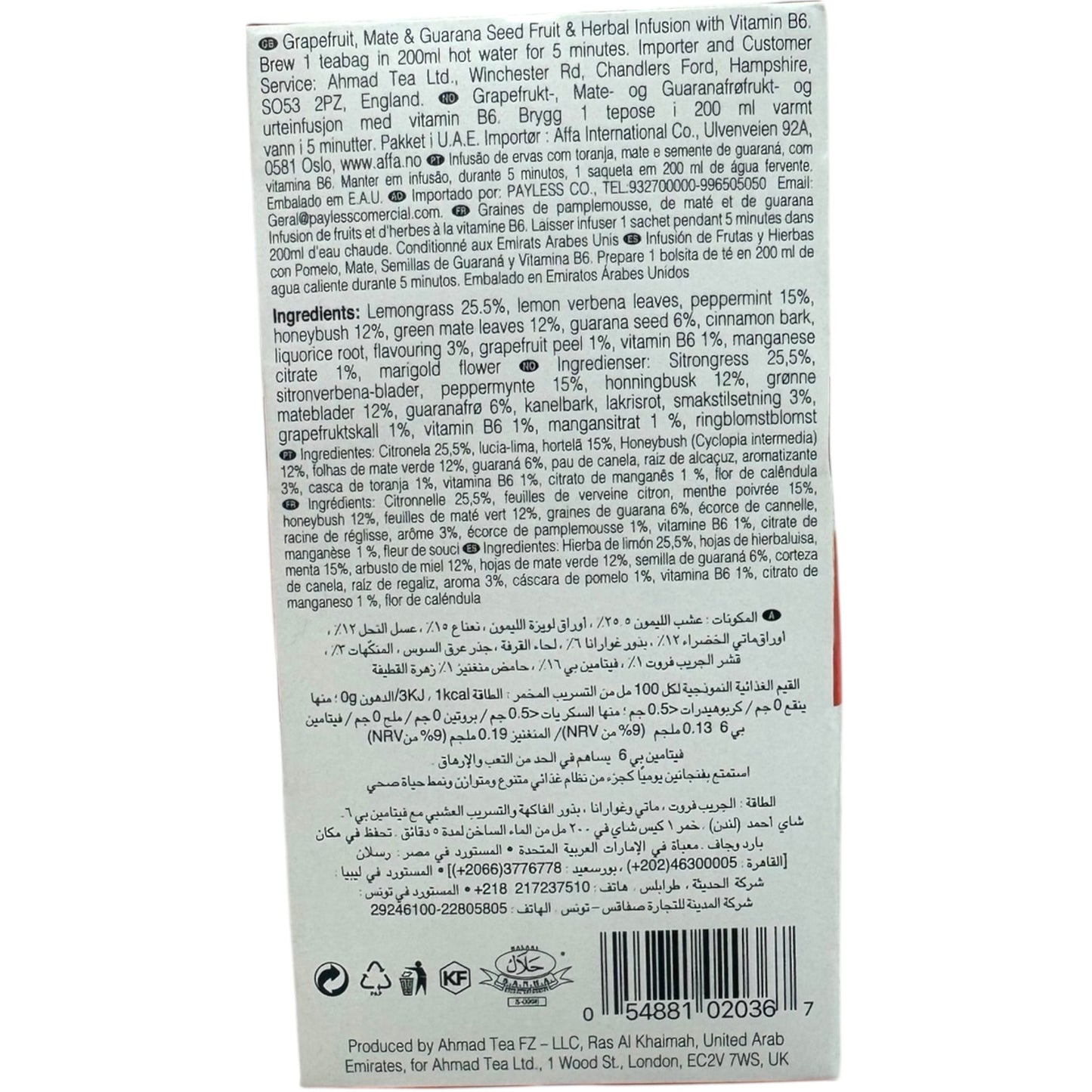 Ahmad Tea Energy Herbal Tea - Natural Boosting Blend for Vitality and Well-Being