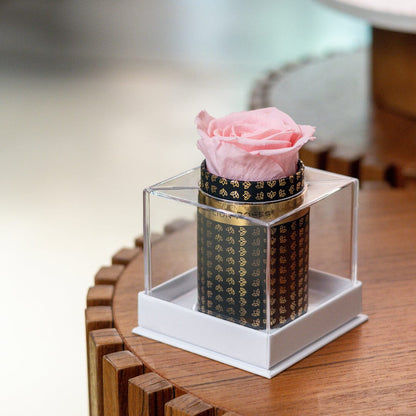 Single Black Monogram Box | Light Pink Rose