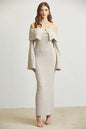 Off Shoulder Knit Maxi Dress - Fold & Flare By Rose Paulino