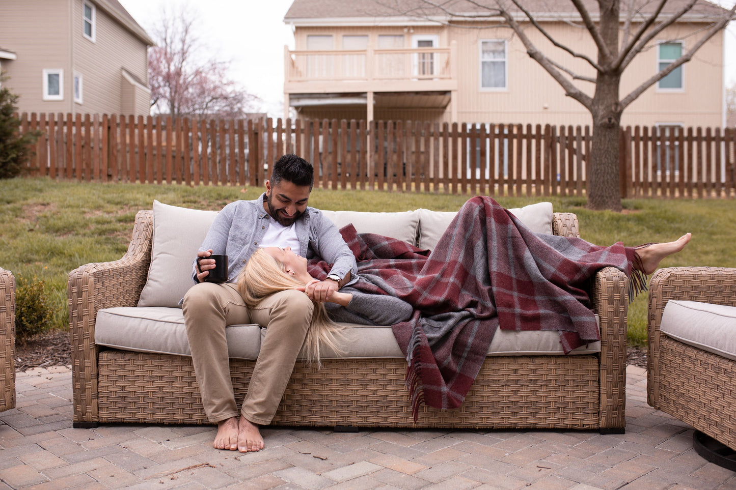 Estancia ALPACA BLEND Throw - Grey / Wine | Kitchen + Metal