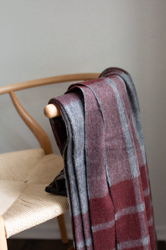 Estancia ALPACA BLEND Throw - Grey / Wine | Kitchen + Metal