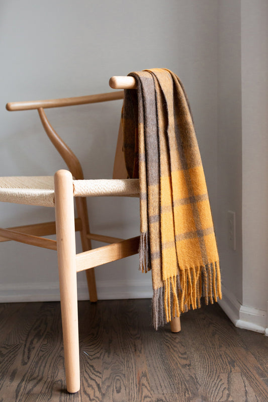 Estancia ALPACA BLEND Throw - Grey / Mustard Yellow | Blankets | Kitchen + Metal