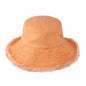 Frayed Bucket Hat - Wide Brim Cotton - UPF 50+ Sun Protection - One Size