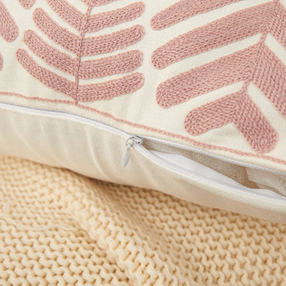 Textured Cotton Blend leaf tropical design Throw Pillow (With insert) size 18"x18"