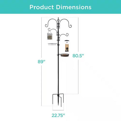 Complete Bird Feeder Set with Black Metal Stand and Bird Feeders