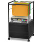 Black Metal Wood Rolling File Cabinet with Open File Hanging Bar