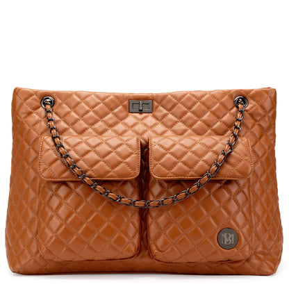 Diana Quilted Vegan Leather Weekender Tote Bag
