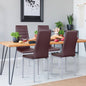 Set of 4 Modern High Back Brown PVC Leather Dining Chairs with Metal Legs
