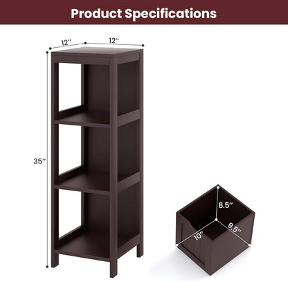 Modern Farmhouse 2-Drawer Bathroom Floor Cabinet with Shelf in Brown Wood Finish
