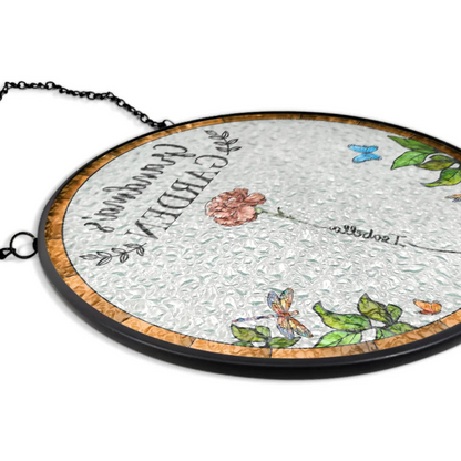 Birth Flower Grandma's Garden - Personalized Stained Glass Window Hanging Suncatcher - Gift for Grandma, Mom