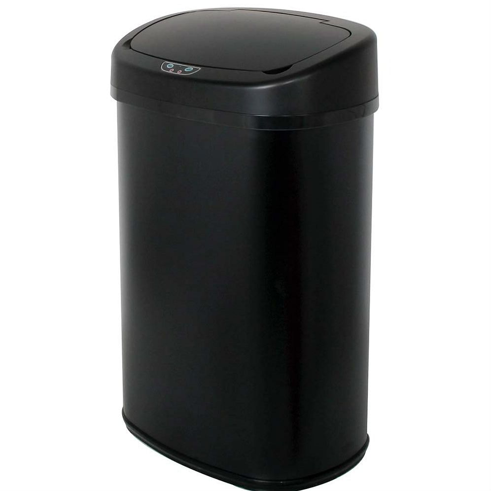 Black 13-Gallon Kitchen Trash Can with Touch Free Motion Sensor Lid | Trash Cans | Kitchen [Metal] | Kitchen + Metal